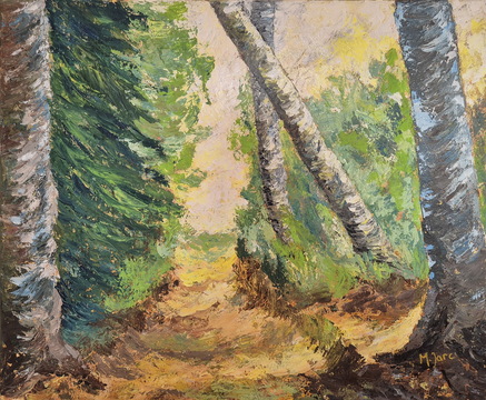 Pot v svetlo prihodnost, akril-platno, 50x60 cm, 2025, Mira Jarc